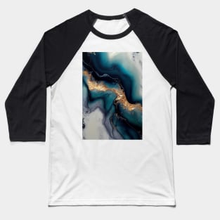 Blue Shore Waves - Abstract Alcohol Ink Resin Art Baseball T-Shirt